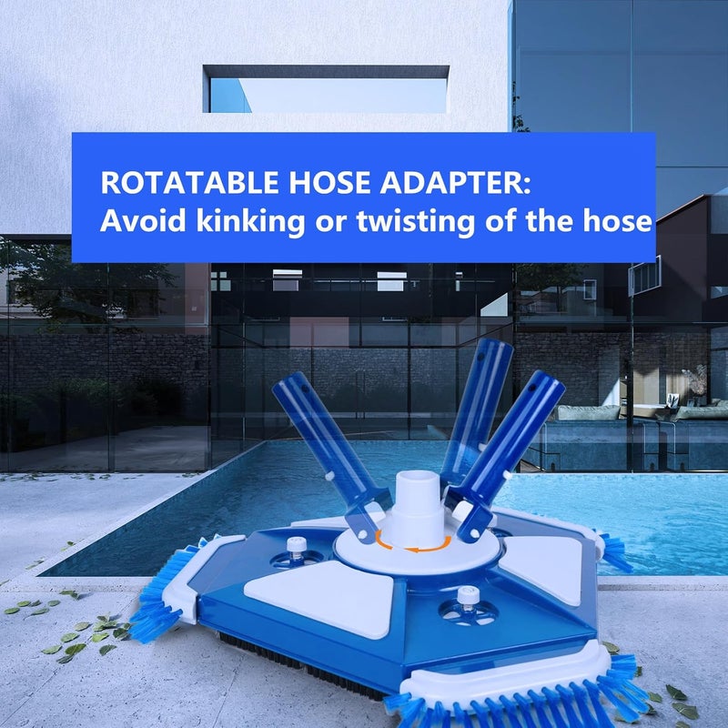 JSPJSP Upgraded Swimming Pool Vacuum Head, Heavy-Duty Swimming Pool Vacuum Head with Side Brush and Universal rotatable Hose Adapter, Weighted Triangular Vacuum Head - Image 5